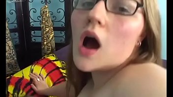 Obese busty chick in glasses rides and sucks hot blooded cock of her new guy
