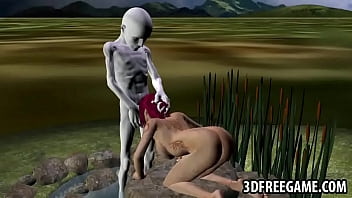 3D redhead sucks cock and gets fucked by an alien